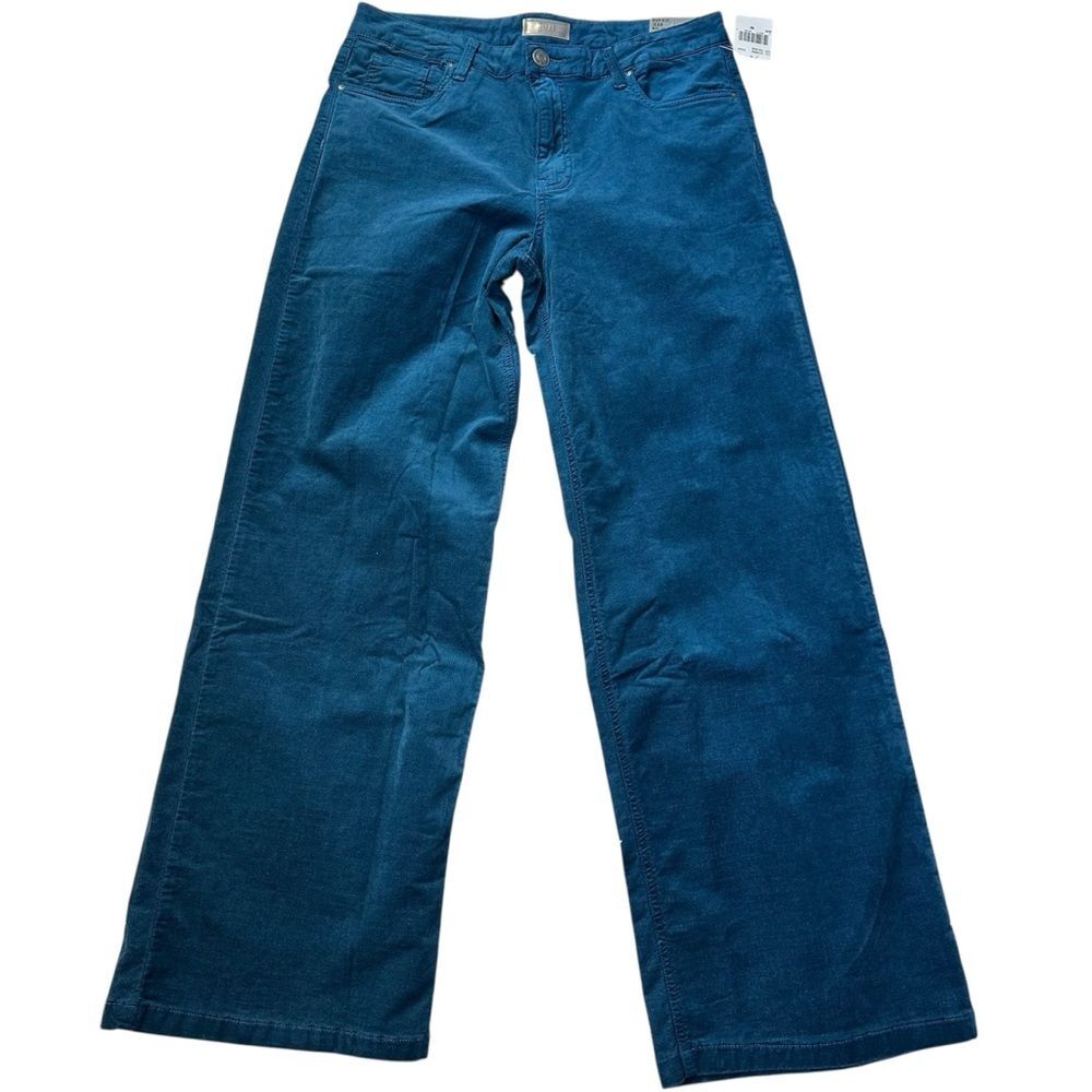 KUT from the Kloth High Rise Wide Leg Jeans 10 Teal Blue Soft Stretch Retro Boho - Picture 2 of 8